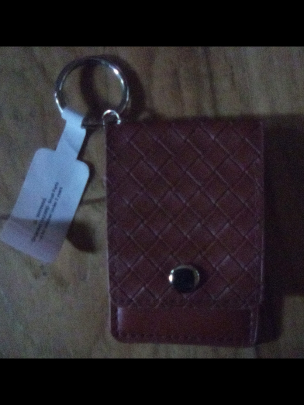 Leather Patterned Keychain Card Holder - Brown